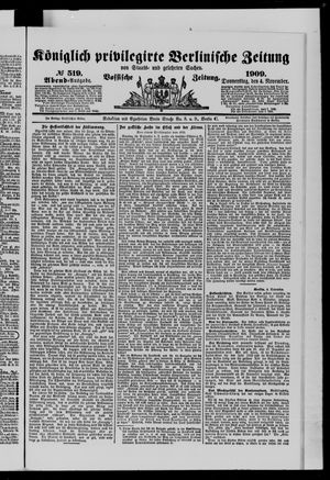 Königlich privilegirte Berlinische Zeitung von Staats- und gelehrten Sachen vom 04.11.1909