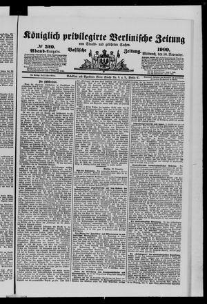 Königlich privilegirte Berlinische Zeitung von Staats- und gelehrten Sachen vom 10.11.1909