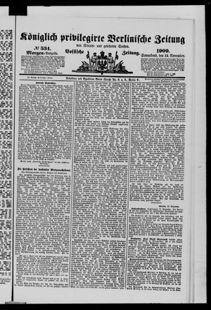 Königlich privilegirte Berlinische Zeitung von Staats- und gelehrten Sachen vom 13.11.1909