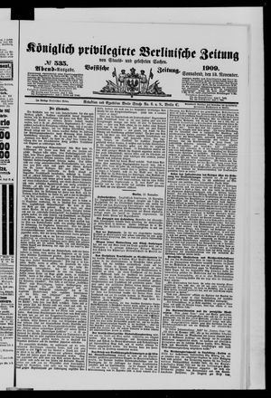 Königlich privilegirte Berlinische Zeitung von Staats- und gelehrten Sachen vom 13.11.1909