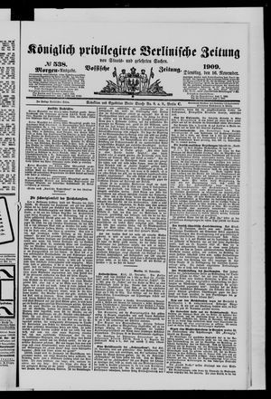Königlich privilegirte Berlinische Zeitung von Staats- und gelehrten Sachen vom 16.11.1909