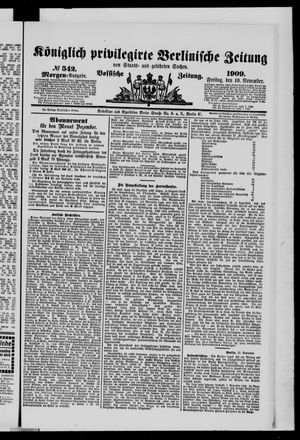 Königlich privilegirte Berlinische Zeitung von Staats- und gelehrten Sachen vom 19.11.1909