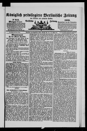 Königlich privilegirte Berlinische Zeitung von Staats- und gelehrten Sachen vom 20.11.1909