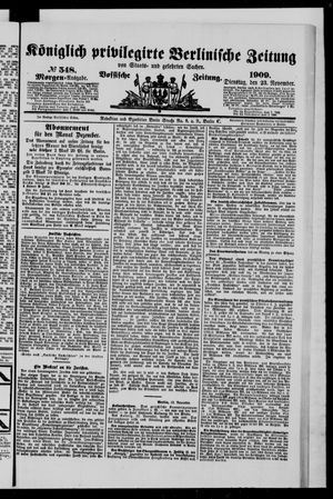 Königlich privilegirte Berlinische Zeitung von Staats- und gelehrten Sachen on Nov 23, 1909