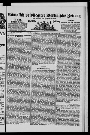 Königlich privilegirte Berlinische Zeitung von Staats- und gelehrten Sachen vom 24.11.1909