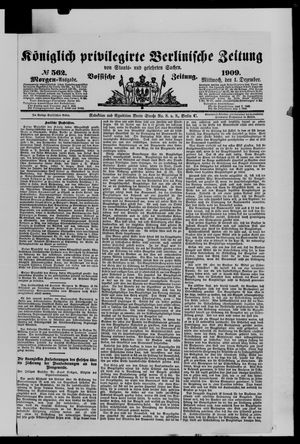 Königlich privilegirte Berlinische Zeitung von Staats- und gelehrten Sachen vom 01.12.1909