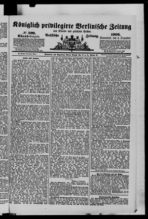 Königlich privilegirte Berlinische Zeitung von Staats- und gelehrten Sachen vom 04.12.1909