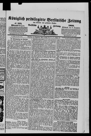 Königlich privilegirte Berlinische Zeitung von Staats- und gelehrten Sachen on Dec 8, 1909
