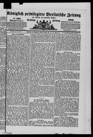 Königlich privilegirte Berlinische Zeitung von Staats- und gelehrten Sachen vom 18.12.1909