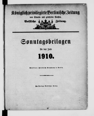 Königlich privilegirte Berlinische Zeitung von Staats- und gelehrten Sachen vom 01.01.1910
