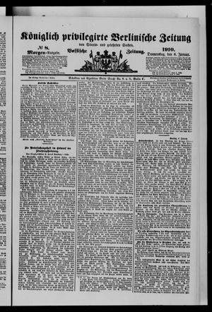 Königlich privilegirte Berlinische Zeitung von Staats- und gelehrten Sachen on Jan 6, 1910