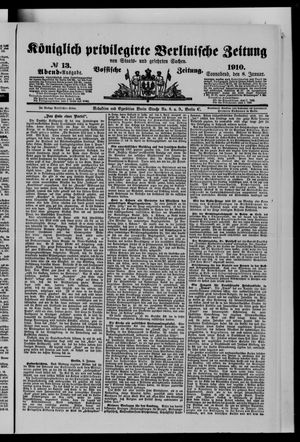 Königlich privilegirte Berlinische Zeitung von Staats- und gelehrten Sachen on Jan 8, 1910