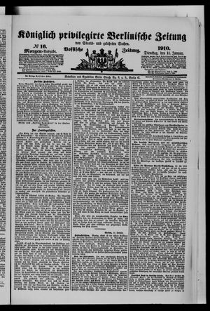 Königlich privilegirte Berlinische Zeitung von Staats- und gelehrten Sachen on Jan 11, 1910