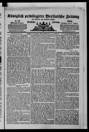 Königlich privilegirte Berlinische Zeitung von Staats- und gelehrten Sachen on Jan 11, 1910