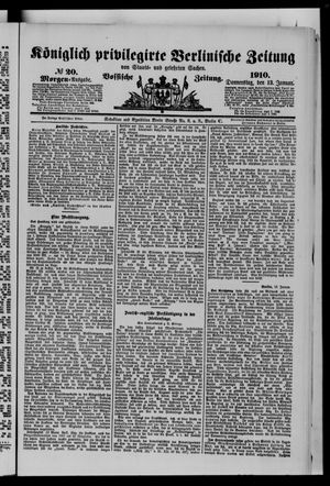 Königlich privilegirte Berlinische Zeitung von Staats- und gelehrten Sachen on Jan 13, 1910