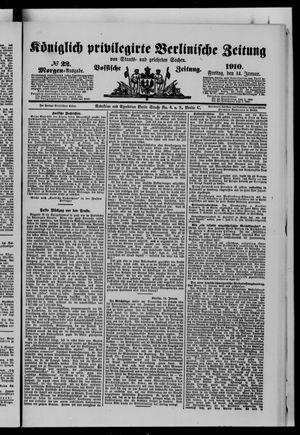 Königlich privilegirte Berlinische Zeitung von Staats- und gelehrten Sachen vom 14.01.1910