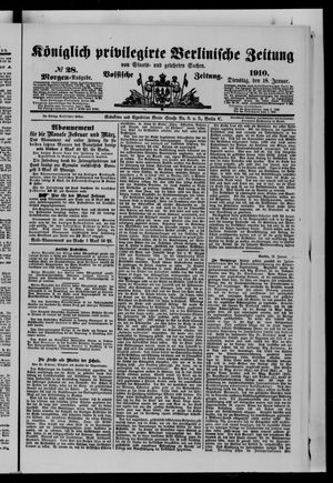 Königlich privilegirte Berlinische Zeitung von Staats- und gelehrten Sachen vom 18.01.1910