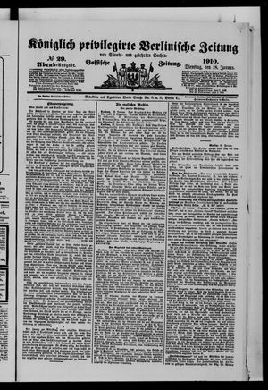 Königlich privilegirte Berlinische Zeitung von Staats- und gelehrten Sachen vom 18.01.1910