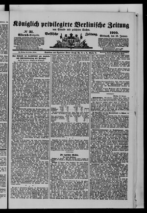 Königlich privilegirte Berlinische Zeitung von Staats- und gelehrten Sachen vom 19.01.1910