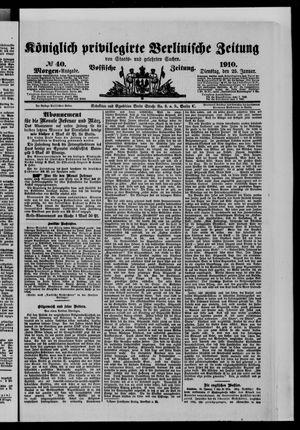 Königlich privilegirte Berlinische Zeitung von Staats- und gelehrten Sachen vom 25.01.1910