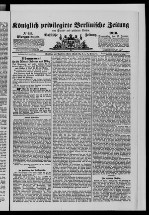 Königlich privilegirte Berlinische Zeitung von Staats- und gelehrten Sachen vom 27.01.1910