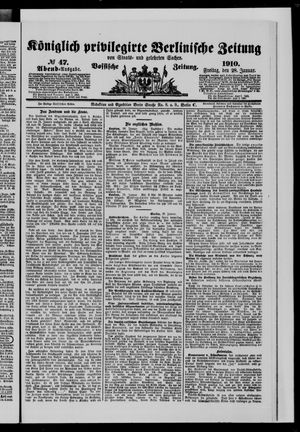 Königlich privilegirte Berlinische Zeitung von Staats- und gelehrten Sachen on Jan 28, 1910