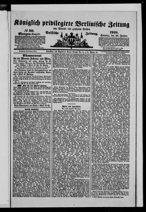 Königlich privilegirte Berlinische Zeitung von Staats- und gelehrten Sachen vom 30.01.1910