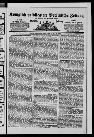 Königlich privilegirte Berlinische Zeitung von Staats- und gelehrten Sachen on Jan 31, 1910