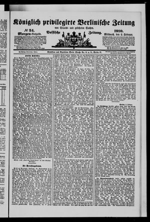 Königlich privilegirte Berlinische Zeitung von Staats- und gelehrten Sachen vom 02.02.1910