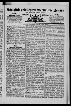 Königlich privilegirte Berlinische Zeitung von Staats- und gelehrten Sachen on Feb 4, 1910