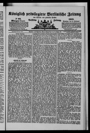 Königlich privilegirte Berlinische Zeitung von Staats- und gelehrten Sachen on Feb 6, 1910