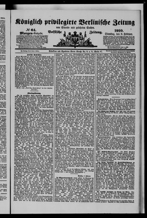 Königlich privilegirte Berlinische Zeitung von Staats- und gelehrten Sachen vom 08.02.1910