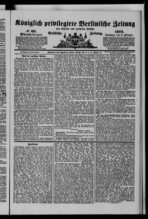 Königlich privilegirte Berlinische Zeitung von Staats- und gelehrten Sachen vom 08.02.1910