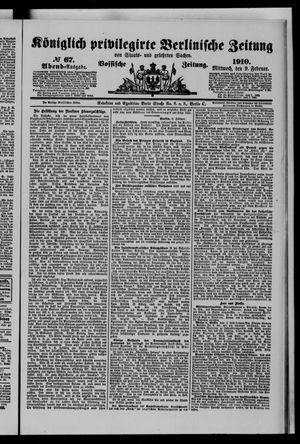 Königlich privilegirte Berlinische Zeitung von Staats- und gelehrten Sachen vom 09.02.1910