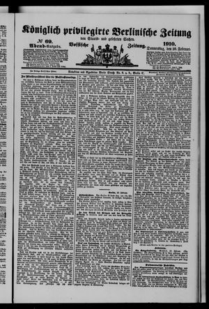 Königlich privilegirte Berlinische Zeitung von Staats- und gelehrten Sachen on Feb 10, 1910