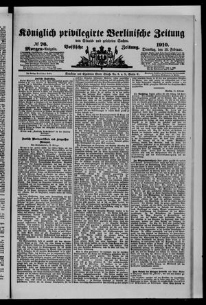 Königlich privilegirte Berlinische Zeitung von Staats- und gelehrten Sachen vom 15.02.1910