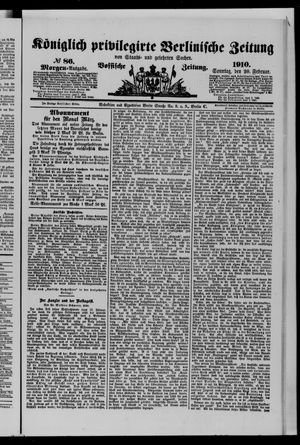Königlich privilegirte Berlinische Zeitung von Staats- und gelehrten Sachen vom 20.02.1910