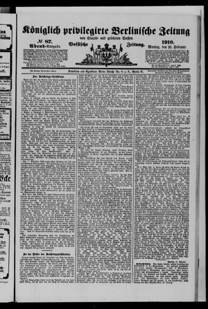 Königlich privilegirte Berlinische Zeitung von Staats- und gelehrten Sachen vom 21.02.1910