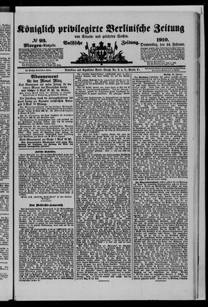 Königlich privilegirte Berlinische Zeitung von Staats- und gelehrten Sachen on Feb 24, 1910