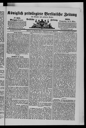 Königlich privilegirte Berlinische Zeitung von Staats- und gelehrten Sachen vom 03.03.1910