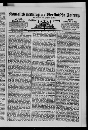 Königlich privilegirte Berlinische Zeitung von Staats- und gelehrten Sachen on Mar 4, 1910