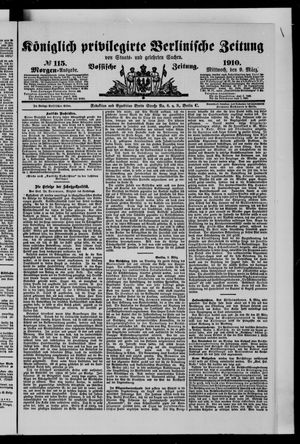 Königlich privilegirte Berlinische Zeitung von Staats- und gelehrten Sachen vom 09.03.1910