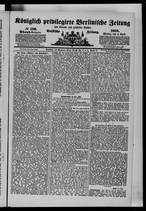 Königlich privilegirte Berlinische Zeitung von Staats- und gelehrten Sachen on Apr 4, 1910