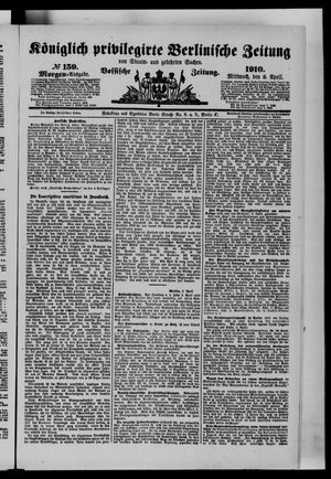 Königlich privilegirte Berlinische Zeitung von Staats- und gelehrten Sachen vom 06.04.1910