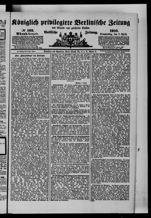 Königlich privilegirte Berlinische Zeitung von Staats- und gelehrten Sachen on Apr 7, 1910