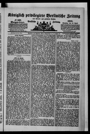 Königlich privilegirte Berlinische Zeitung von Staats- und gelehrten Sachen vom 10.04.1910