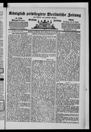 Königlich privilegirte Berlinische Zeitung von Staats- und gelehrten Sachen on Apr 12, 1910