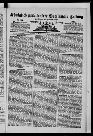 Königlich privilegirte Berlinische Zeitung von Staats- und gelehrten Sachen vom 13.04.1910