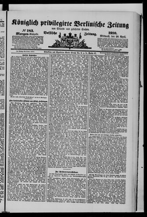 Königlich privilegirte Berlinische Zeitung von Staats- und gelehrten Sachen on Apr 20, 1910
