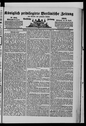 Königlich privilegirte Berlinische Zeitung von Staats- und gelehrten Sachen on Apr 20, 1910